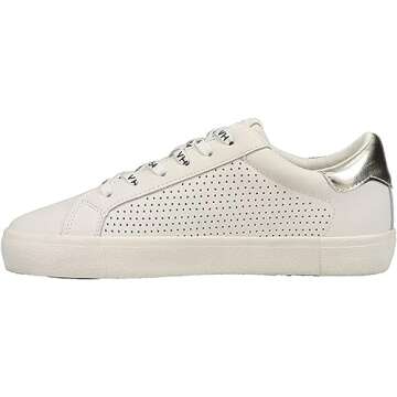 VINTAGE HAVANA® Gadol Sneakers for Women – Leather Upper – Perforated Design – Padded Synthetic Insole Gold Multi 7 M