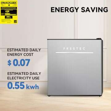 Frestec 1.6 Cu.Ft Mini Fridge for Bedroom, Mini Refrigerator with freezer, Dorm Fridge with Freezer, Reversible Door Perfect for Room and Office, Adjustable Temperature(without Handle, Silver)