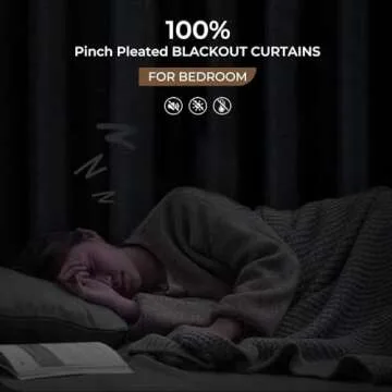 INOVADAY Pinch Pleated Curtains, 100% Light Blocking Linen Pinch Pleat Blackout Curtains for Bedroom, Thermal Insulated Blackout Drapes 2 Panels Set for Living Room - Beige White, W40 x L96