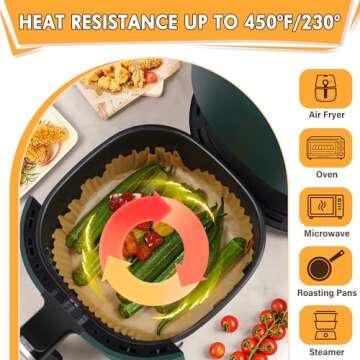 Air Fryer Liners Disposable, 100PCS 8 Inch Non-stick Air Fryer Parchment Paper Liners, Round Free of Bleach Airfryer Liners for 5-8QT Air fryer, Baking, Roasting Microwave