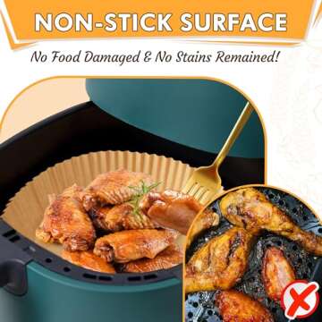 Air Fryer Liners Disposable, 100PCS 8 Inch Non-stick Air Fryer Parchment Paper Liners, Round Free of Bleach Airfryer Liners for 5-8QT Air fryer, Baking, Roasting Microwave