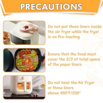 Air Fryer Liners Disposable, 100PCS 8 Inch Non-stick Air Fryer Parchment Paper Liners, Round Free of Bleach Airfryer Liners for 5-8QT Air fryer, Baking, Roasting Microwave