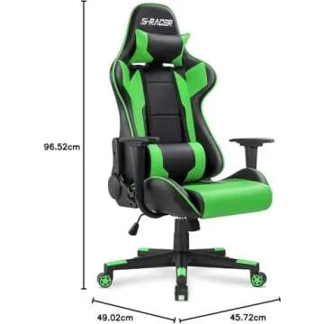 Homall Gaming Chair, Office Chair High Back Computer Chair Leather Desk Chair Racing Executive Ergonomic Adjustable Swivel Task Chair with Headrest and Lumbar Support (Green)