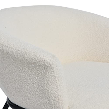 White Boucle Upholstered Armchair Modern Metal Frame
