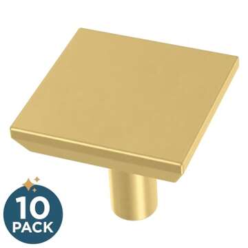Franklin Brass Simple Chamfered (10-Pack) Cabinet Knobs Modern Gold Hardware for Kitchen, Drawer Pul...