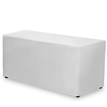 Gee Di Moda Fitted Tablecloth - 72 x 30 Inch White Fitted Table Cloth for 6 Foot Rectangle Table - H...