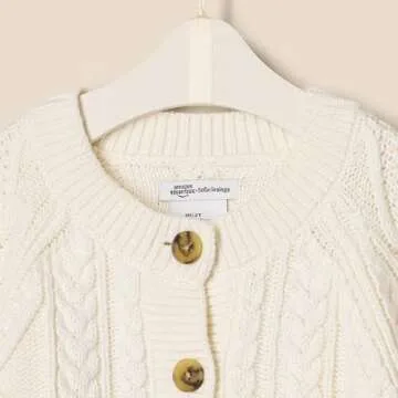 Amazon Essentials x Sofia Grainge Unisex Babies' Fisherman Cardigan Sweater, Ivory, 18 Months