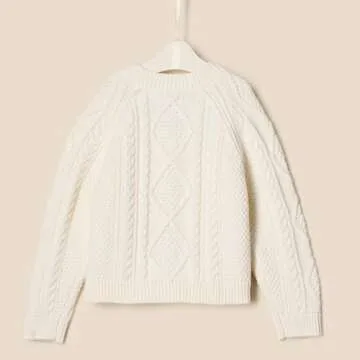 Amazon Essentials x Sofia Grainge Unisex Babies' Fisherman Cardigan Sweater, Ivory, 18 Months