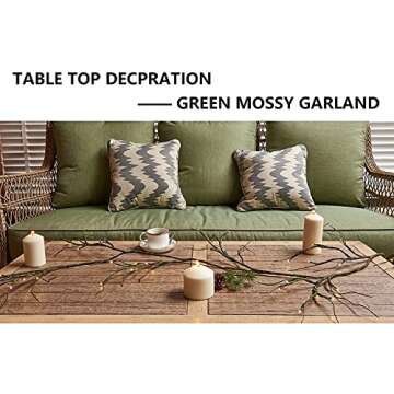 Fudios Greenery Garland with Lights for Mantle with Timer 48 LED 6FT Mossy Vine Garland Lights for Table Centerpieces Indoor Outdoor