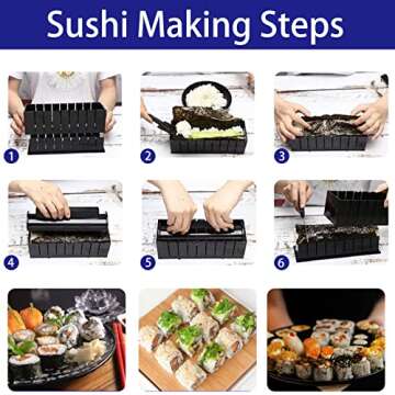 ELEDUCTMON Sushi Making Kit for Beginners - Original Sushi Maker Deluxe Exclusive Online Video Tutorials Complete with Sushi Knife 11 Piece DIY Sushi Set - Easy and Fun