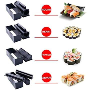 ELEDUCTMON Sushi Making Kit for Beginners - Original Sushi Maker Deluxe Exclusive Online Video Tutorials Complete with Sushi Knife 11 Piece DIY Sushi Set - Easy and Fun