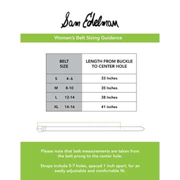 Sam Edelman Women's Casual Double-E Logo Plaque Buckle Leather Belt for Jeans and Trousers