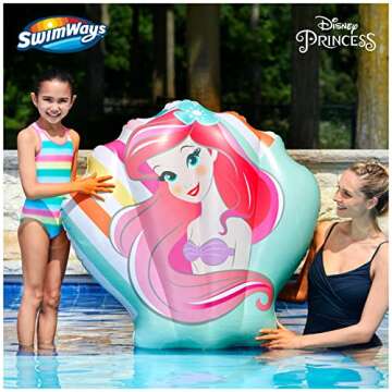 Swimways Disney Princess Ariel Reversible Boat, Inflatable Pool Floats & Kids Pool Toys, Swimming Po...