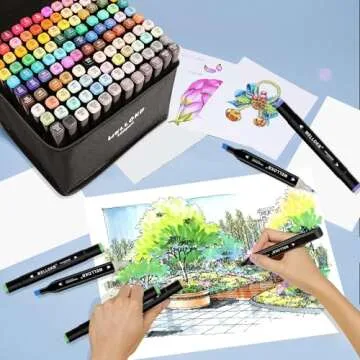 WELLOKB Alcohol Markers, Dual Tip Permanent Art Markers for Coloring, Illustrations, and Sketching, Includes Case for Easy Storage, Alcohol, Based Ink Ideal for Book Painting and Card Making (168)