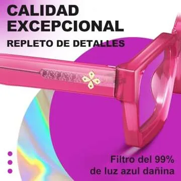 VISOONE Blue Light Blocking Glasses with TR90 Rectangle Frame and Chic Preppy Look for Women Men RIVER