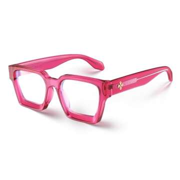 VISOONE Blue Light Blocking Glasses with TR90 Rectangle Frame and Chic Preppy Look for Women Men RIVER