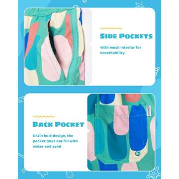 maamgic Boys Swim Trunks Stretch Quick Dry Swim Shorts Kids Bathing Suits Toddler Boy Swimsuit Swimwear Retro Paint Green 5/6