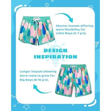 maamgic Boys Swim Trunks Stretch Quick Dry Swim Shorts Kids Bathing Suits Toddler Boy Swimsuit Swimwear Retro Paint Green 5/6