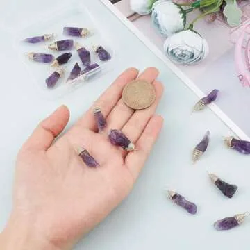 FINGERINSPIRE 20 Pcs Natural Amethyst Crystal Pendant Real 18K Gold Plated Wire Wrapped Amethyst Crystal Gemstone Pendant Without Chain Irregular Natural Gemstone Pendant for Jewelry Making