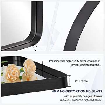 ANDY STAR Black Arched Bathroom Mirror - 22"x35" Durable Design