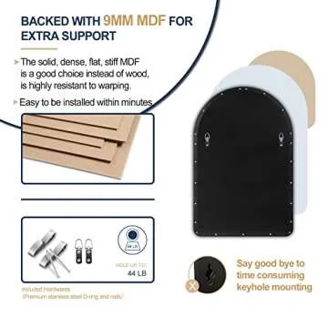 ANDY STAR Black Arched Bathroom Mirror - 22"x35" Durable Design