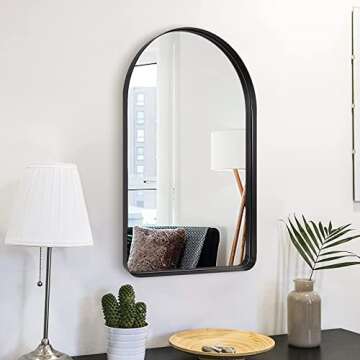 ANDY STAR Black Arched Bathroom Mirror - 22"x35" Durable Design