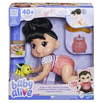 Baby Alive Crawl 'n Play Katie Kat Electronic Crawling Baby Doll Set, Black Hair, Kids Toys for Girl...