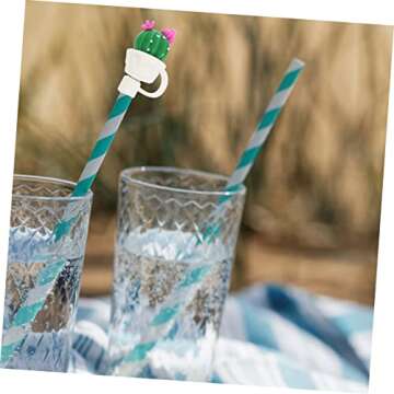 Zerodeko 4pcs Cactus Straw Plugs Silicone Drinking Straws Drinking Straw Caps Reusable Silicone Straw Caps Drinking Cover Cute Straw Topper Straw Tip Cover Straw Protectors Green Pvc
