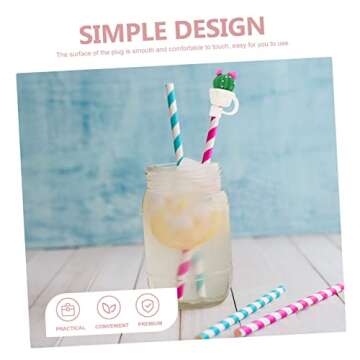Zerodeko 4pcs Cactus Straw Plugs Silicone Drinking Straws Drinking Straw Caps Reusable Silicone Straw Caps Drinking Cover Cute Straw Topper Straw Tip Cover Straw Protectors Green Pvc