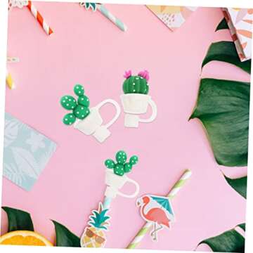 Zerodeko 4pcs Cactus Straw Plugs Silicone Drinking Straws Drinking Straw Caps Reusable Silicone Straw Caps Drinking Cover Cute Straw Topper Straw Tip Cover Straw Protectors Green Pvc