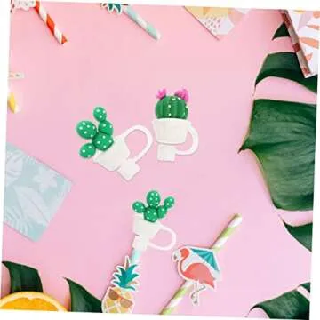 Zerodeko 4pcs Cactus Straw Plugs Silicone Drinking Straws Drinking Straw Caps Reusable Silicone Straw Caps Drinking Cover Cute Straw Topper Straw Tip Cover Straw Protectors Green Pvc