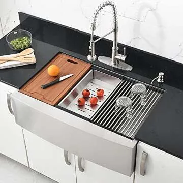 30 Inch Stainless Steel Farmhouse Sink Workstation-Bokaiya 30x20 Apron Front Farm Sink Stainless Steel Workstation Sink 16 Gauge Single Bowl Farmhouse Kitchen Sink with Cutting Board