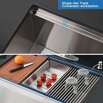 30 Inch Stainless Steel Farmhouse Sink Workstation-Bokaiya 30x20 Apron Front Farm Sink Stainless Steel Workstation Sink 16 Gauge Single Bowl Farmhouse Kitchen Sink with Cutting Board