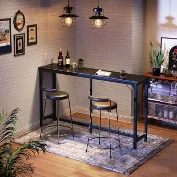 ODK 71 Inch Bar Table, Bar Height Pub Table, Counter Height Bar Table, Rectangular High Top Kitchen & Dining Counter Tables with Sturdy Legs & Easy-to-Clean Top, Black