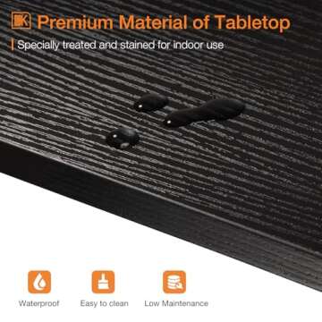 ODK 71 Inch Bar Table, Bar Height Pub Table, Counter Height Bar Table, Rectangular High Top Kitchen & Dining Counter Tables with Sturdy Legs & Easy-to-Clean Top, Black