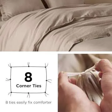 Bedsure Linen Duvet Cover King Size - Linen Cotton Blend Bedding Set, Soft & Cozy, 3 Pieces, 1 Duvet Cover 104x90 Inches and 2 Pillowcases, Khaki Color Cooling Bedding, Comforter Sold Separately