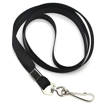 Beebel Black Lanyard Bulk with Badge Clip 50 Pack