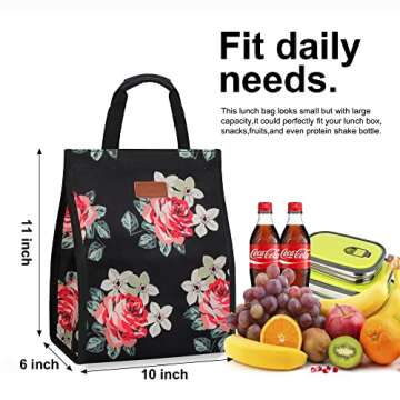 Stylish Insulated Floral Lunch Bags for Women - Reusable Tote