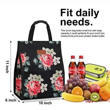 Stylish Insulated Floral Lunch Bags for Women - Reusable Tote