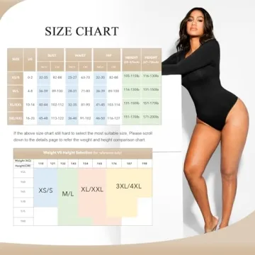 FeelinGirl Tummy Control Long Sleeve Bodysuit Shapewear