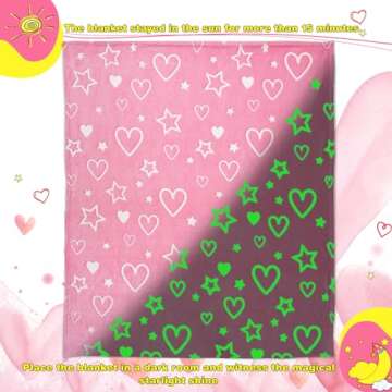 Cloele Glow in The Dark Heart Stars Blanket for Kids