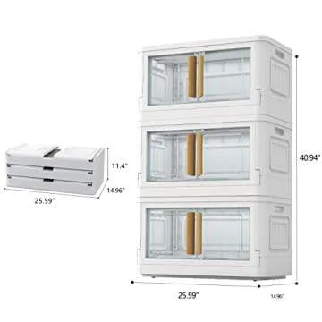 Storage Bins with Lids,78 Quart Plastic Bins with Lids,Large Closet Organizers, 3 Packs Collapsible Storage Bins with Wheels,Double Door Stackable Bins for Clothes,Home