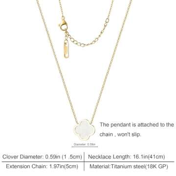 BEAIG Unique Four Leaf Clover Necklace for Women Girl White Black Blue Red Lucky Clover Pendant,18K ...