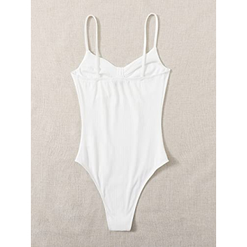 Milumia Sexy White Ribbed Bodysuit Top Comfort Fit