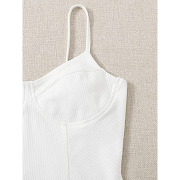 Milumia Sexy White Ribbed Bodysuit Top Comfort Fit