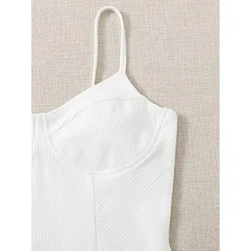 Milumia Sexy White Ribbed Bodysuit Top Comfort Fit