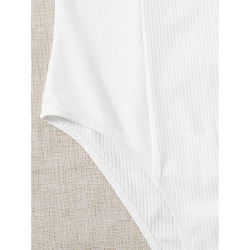 Milumia Sexy White Ribbed Bodysuit Top Comfort Fit