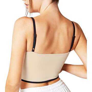 Move With You Sleeveless Spaghetti Strap Padded Sports Bra Tank Tops Square Neck Double Layer Workou...