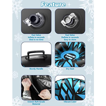 Jasonwell Inflatable Snow Tube for Kids & Adults Winter Fun