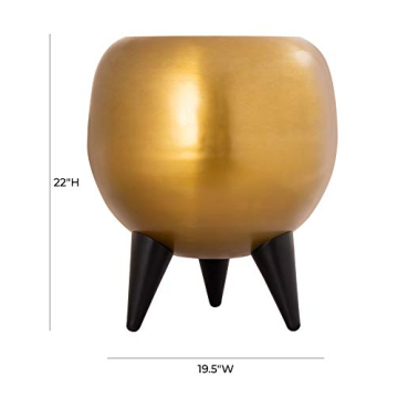 Tov Spike Modern Side Table, 19.5" Black/Gold Finish